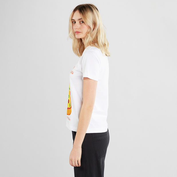T-shirt Mysen Work Hard Pizza White