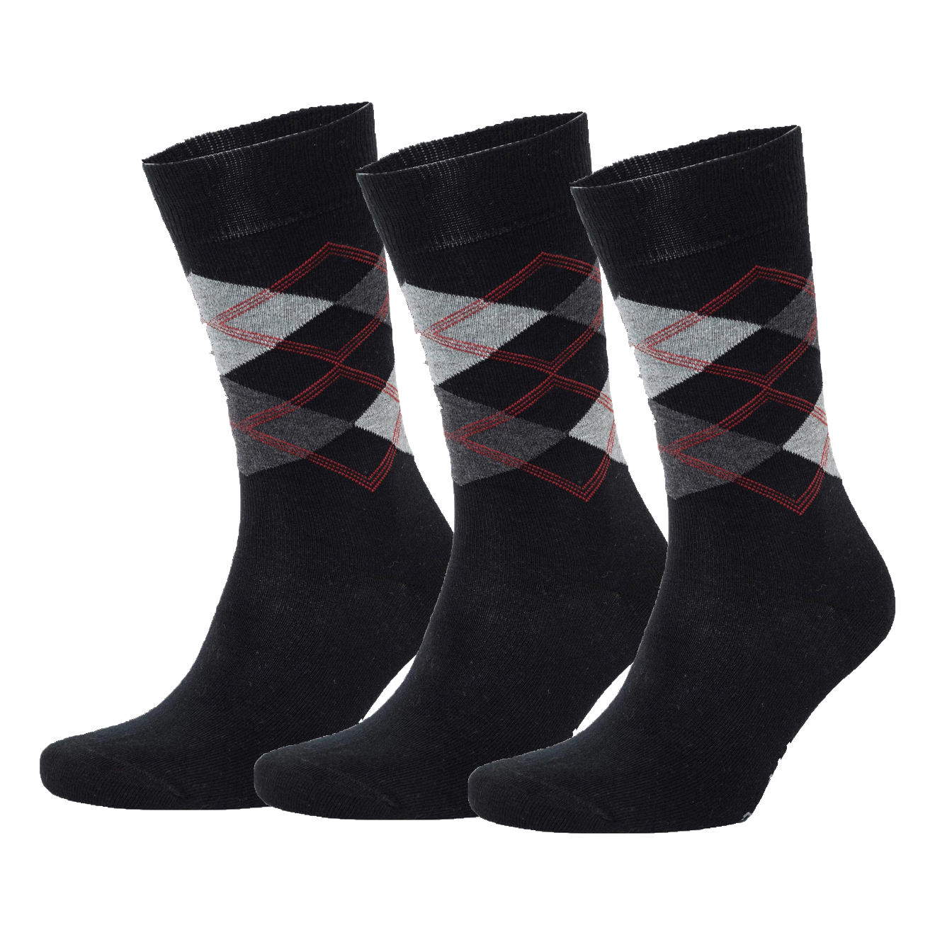 3er Set Argyle Black grey