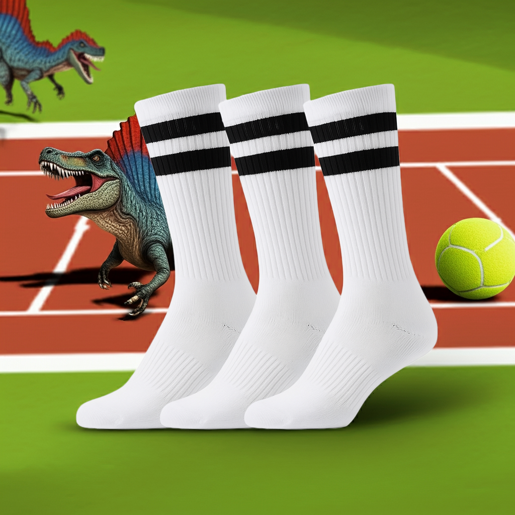 3er Set Weiße Tennissocken mit Streifen aus Bio-Baumwolle