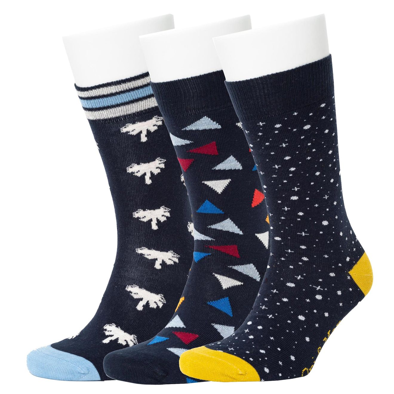 3er Set Pattern Bio-Baumwolle Socken
